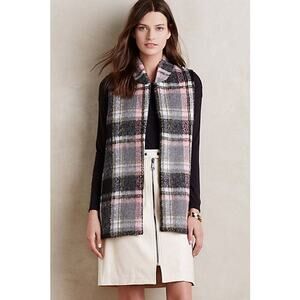 New Anthropologie Line DOT Highland Wool Vest SMALL Longline BLACK PINK GRAY